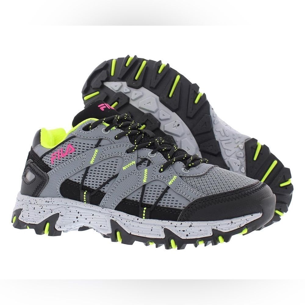 Fila Grand Tier Trail Running Gray and Black Sneakers with Mesh Upper Women Sz 7